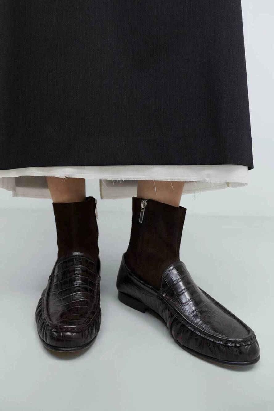 NEW CORDERA women's loafer rama crocodile boot in ebano